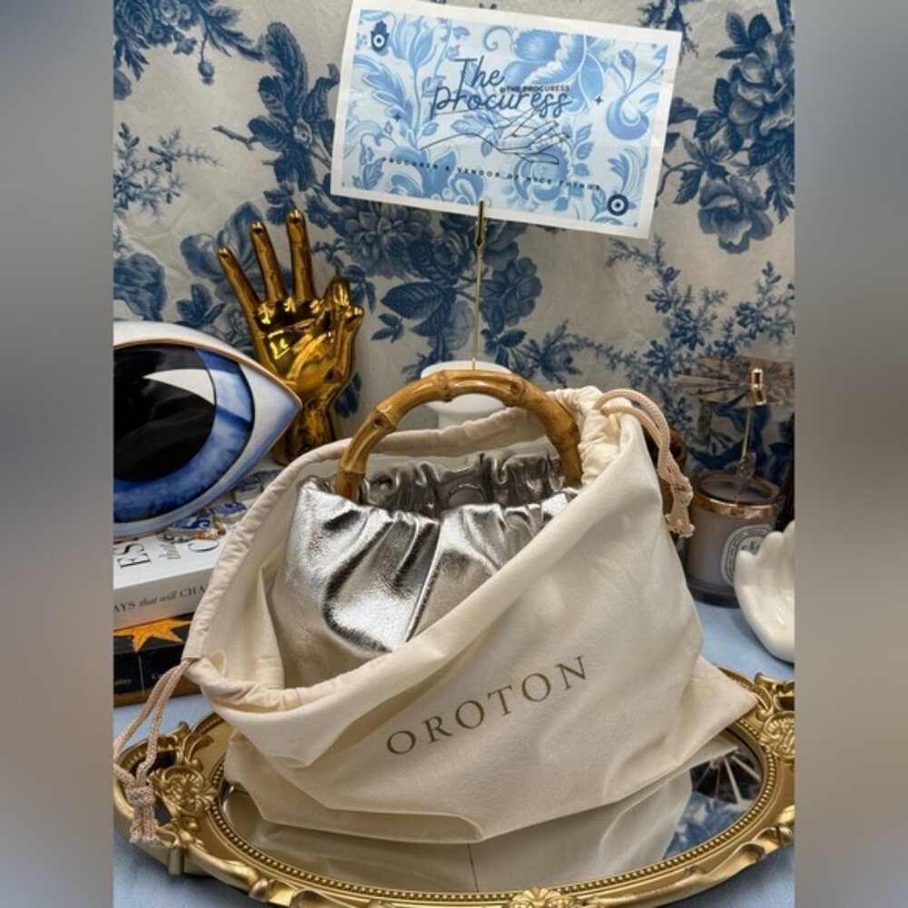 🆕 OROTON 🧿 NWT Gretel Mini Top Handle, Metallic Silver - Picture 16 of 16